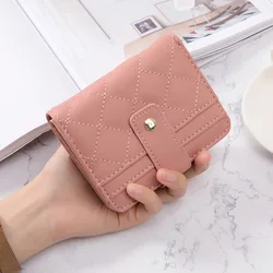 Women PU Leather Short Wallets Fashion Small Coin Purse Ladies Large Capacity Money Clip Clutch Bag Foldable Zipper Card Holder