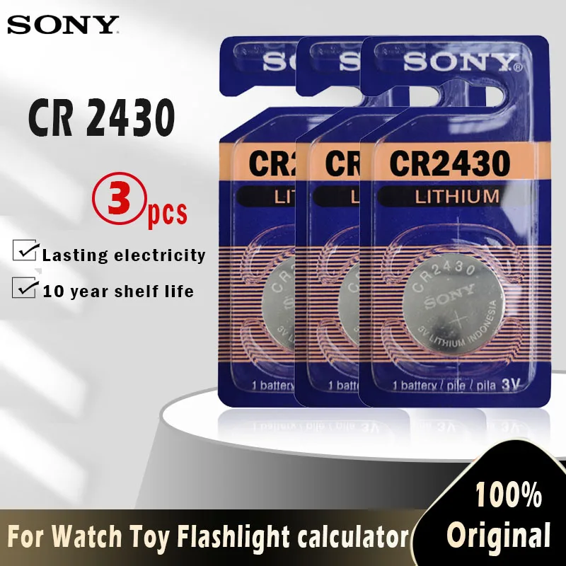 3 шт. оригинальные батареи для монет Sony CR2430 CR 2430 кнопки DL2430 BR2430 KL2430 3V литиевая батарея для часов игрушки слуховые аппараты 3 шт. оригинальные батареи для монет Sony CR2430 CR 2430 кнопки DL2430 BR2430 KL2430 3V литиевая батарея для часов игрушки слуховые аппараты