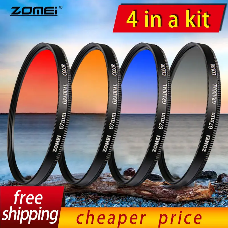 ZOMEI Slim Lens Filter Set Gradual Color GC-Blue/Grey/Red/Orange Filter 52mm ZOMEI Slim Lens Filter Set Gradual Color GC-Blue/Grey/Red/Orange Filter 52mm