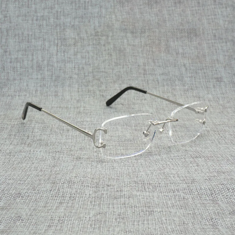 

Rimless Square Clear Glasses Men Oval Optical Metal Frame C Wire Eyeglasses for Women Reading Oversize Oculos 3mm Lens Glasses