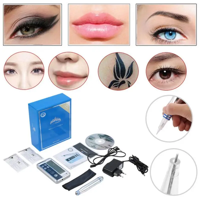 

Electric Digital Permanent Rotary Makeup Machine Kits Microblading Pen Gun Eyebrow Lip MTS Tattoo Makeup Pen + Cartridge Needles