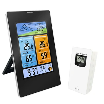 

Wireless Color Weather Station LCD Screen Display Alarm Clock With Outdoor/Indoor Temperature Humidity Thermometer