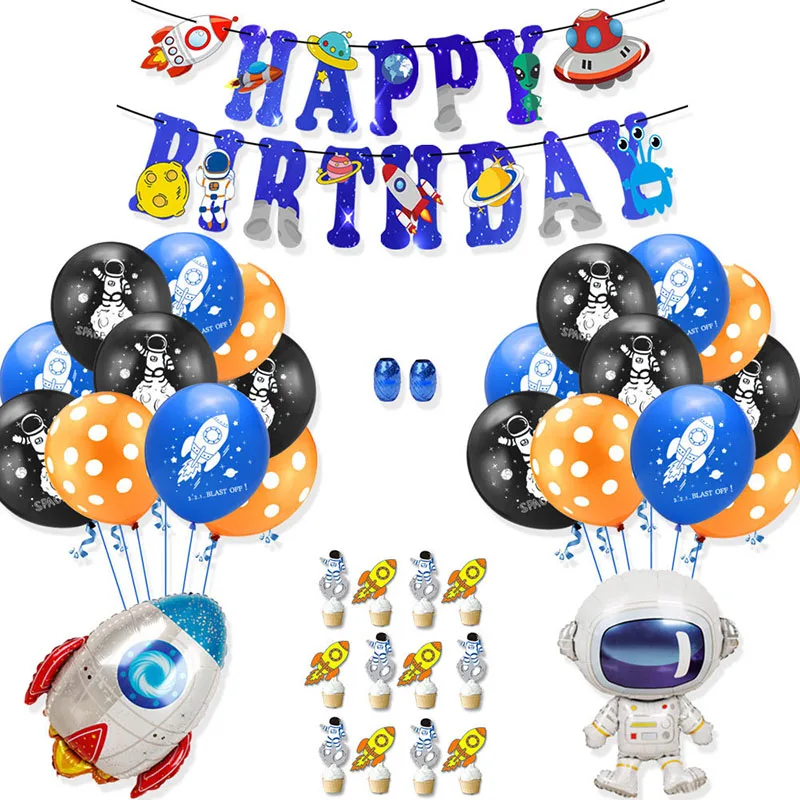 Space Theme Party Rocket Balloon Astronaut Balloon Party Decoration Confetti Balloon Birthday Party Decorations Kids
