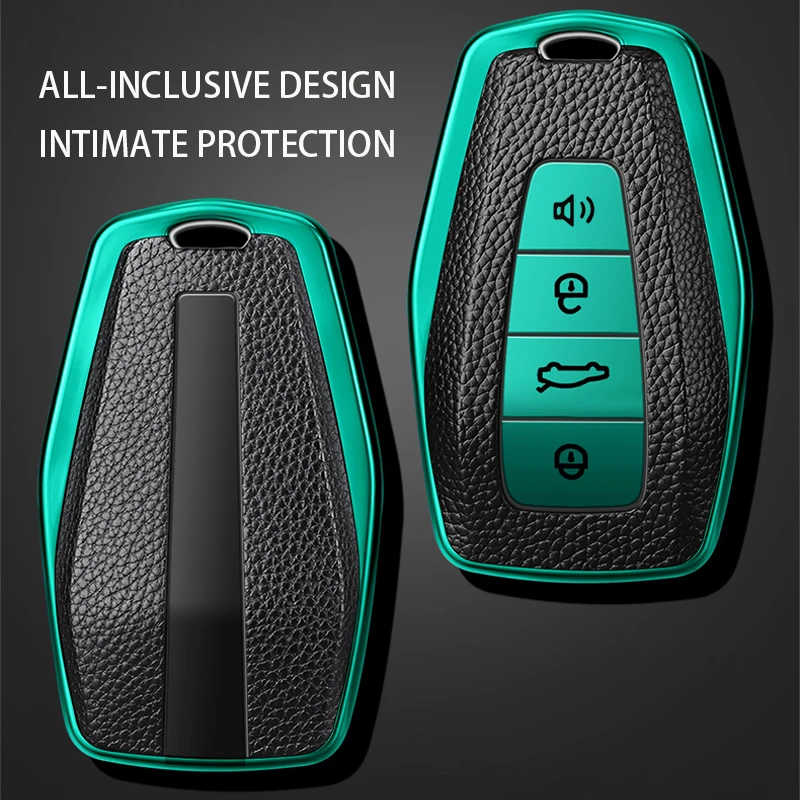 TPU + Leather Car Remote Key Case Cover Holder Shell For Geely Emgrand X7 EX7 Coolray-Auto Styling Fob Accessories key case key case cover car key shell anti lost keychain car key chain