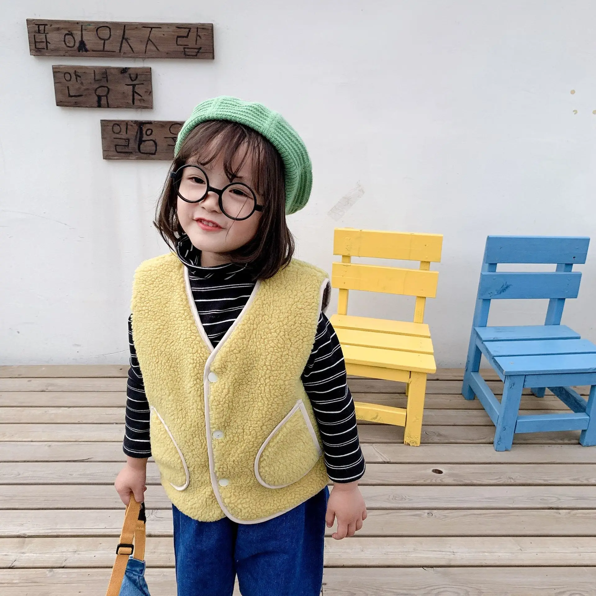 Kids Vest Cartoon Print Thicken Lambswool Waistcoats for Girls Toddler Boys Vests Children Clothing Autumn Winter Baby Jackets