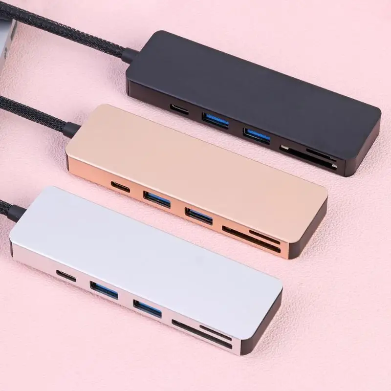 ALLOYSEED 5 in 1 USB3.0 Type-C TF Secure Digital Card Reader Computer Peripherals USB-C HUB Converter Accessories
