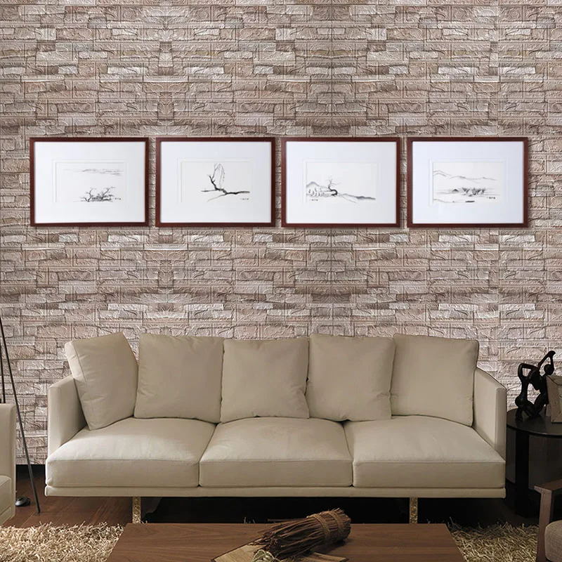10pcs 3D Brick Wall Sticker DIY Wallpaper for Living Room Bedroom TV Wall Waterproof Self-Adhesive Foam Plastic Stickers wall stickers