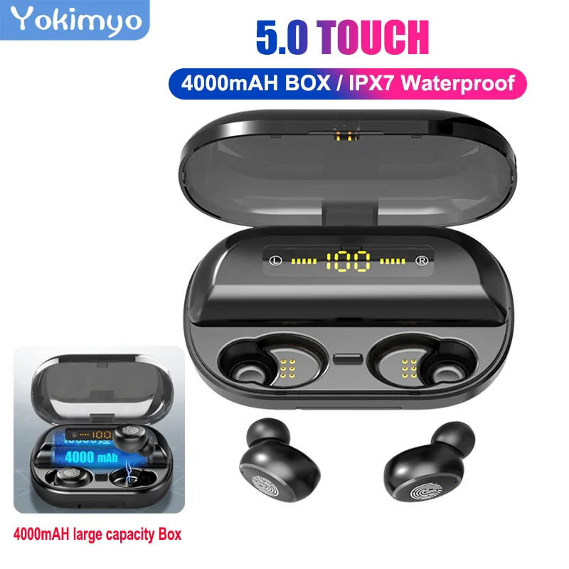 

V5.0 Touch TWS Wireless Bluetooth Earphones LED Display Stereo Bluetooth Earbuds Waterproof Bluetooth Earphone 4000mah Power Ban