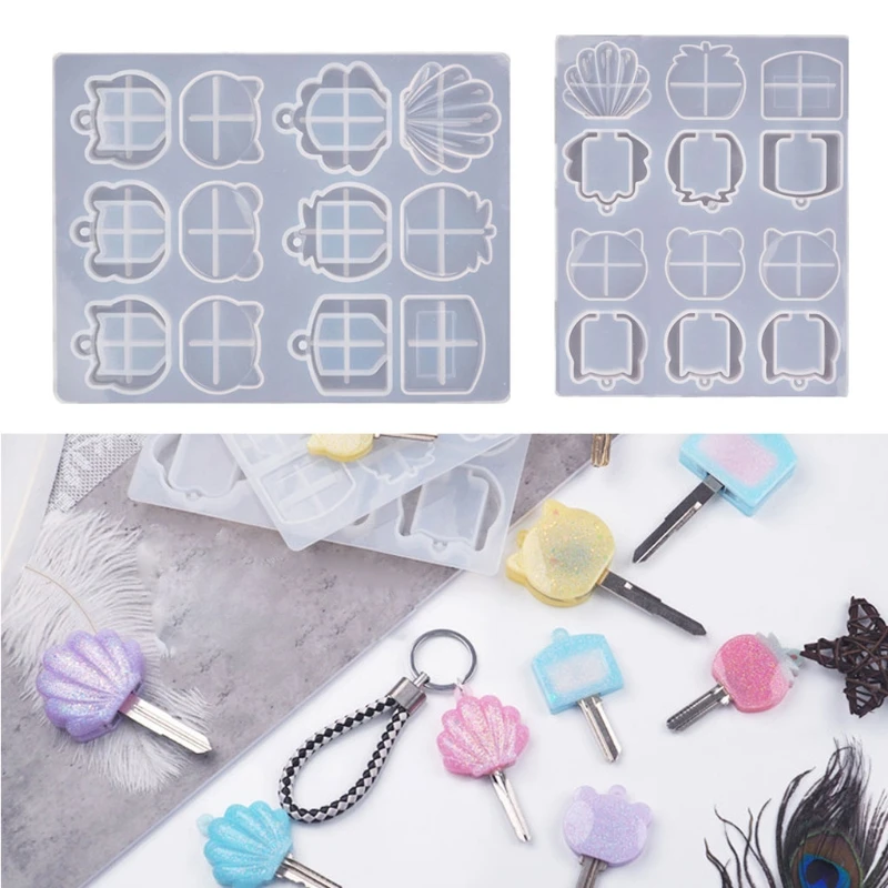 

Cat Bear Shell Shape Key Tag Resin Mold Key Covers Caps Epoxy Resin Mold Tools