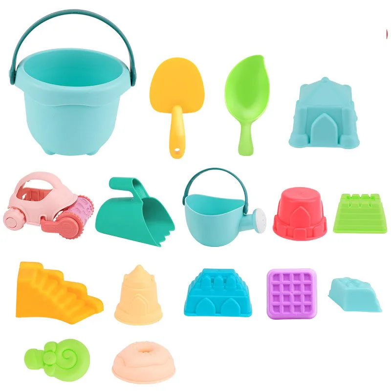Summer Silicone Soft Baby Beach Toys Children Bucket Tool Rake Hourglass Outdoor Play Sand Tool Set Kids Baby Bath Toy Gifts