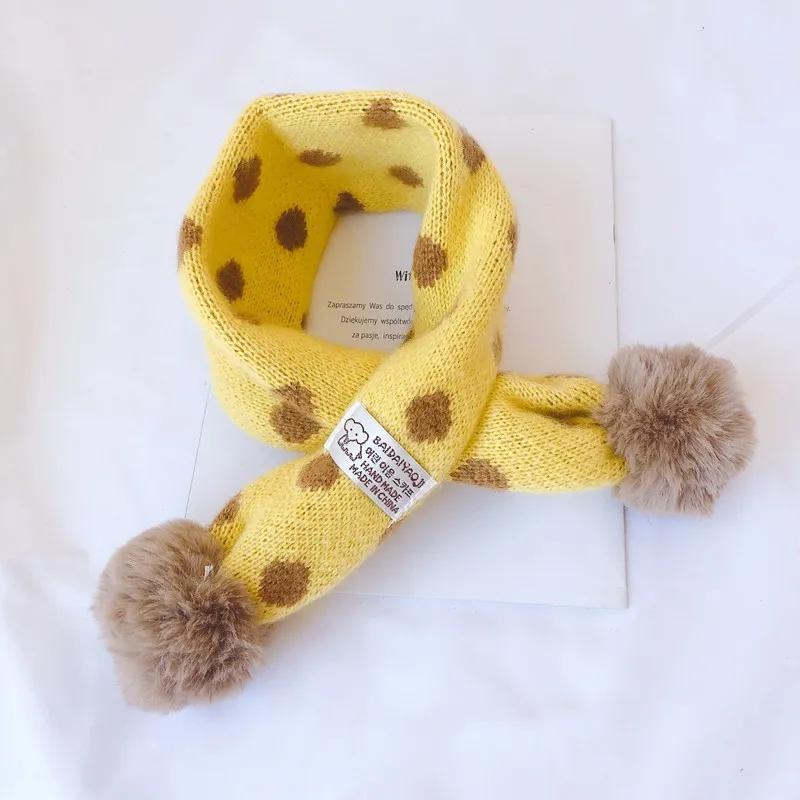 winter unisex kid Acrylic scarf children neck warmer scarves soft cute dot print kids scarf