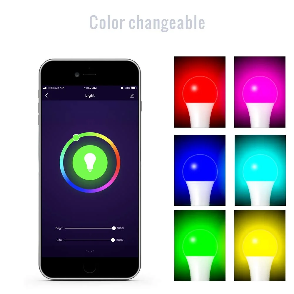  Led Smart WiFi Bulb led Light E27 E26 B22 RGBW Color changing LED WiFi Light Lamp For Google Home A - 33044453791