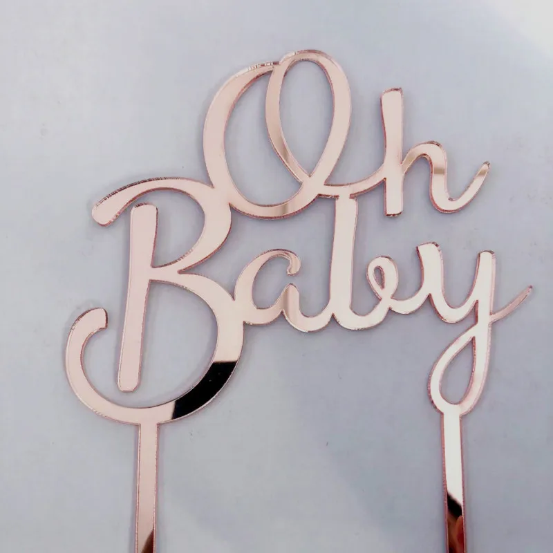 Oh Baby акриловые Топпер для торта «С Днем Рождения» для девочек и мальчиков Детские вечерние украшения кекс топперы материалы для украшения тортов - Цвет: Розовый