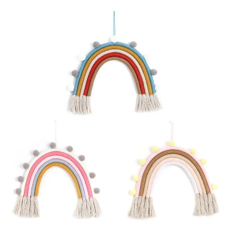 

Nordic Simple Home Decoration Accessories Rainbow Weaving Handmade Pendant