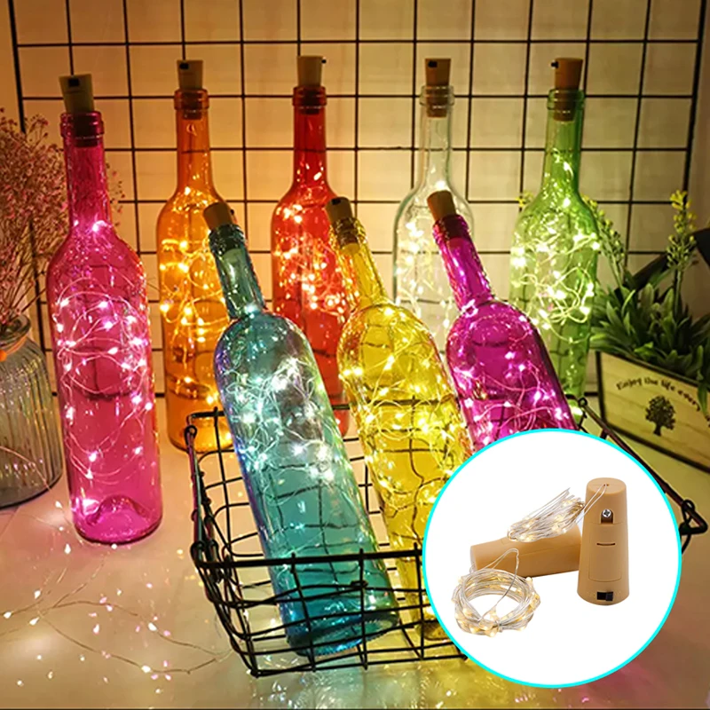 1M 2M Wine Bottle Lights with Cork LED Light String Garland on