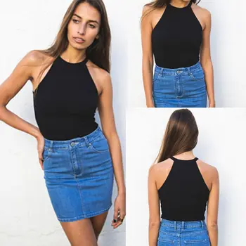 

Summer Boho Tops Casual Vest Sexy Women Solid Bodycon Crop Tops Fashion Sexy Sleeveless Tank top Vest
