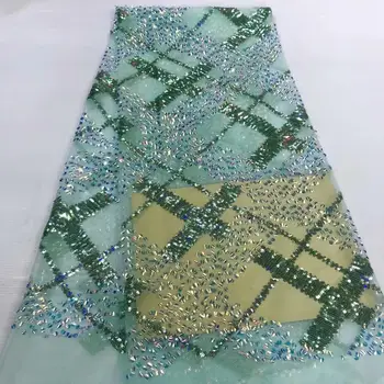 

Emerald Green Sequins Lace Fabrics Wholesale Price Laser Mesh Net Lace Fabrics for Women Dress Nigerian Sequence Fabric