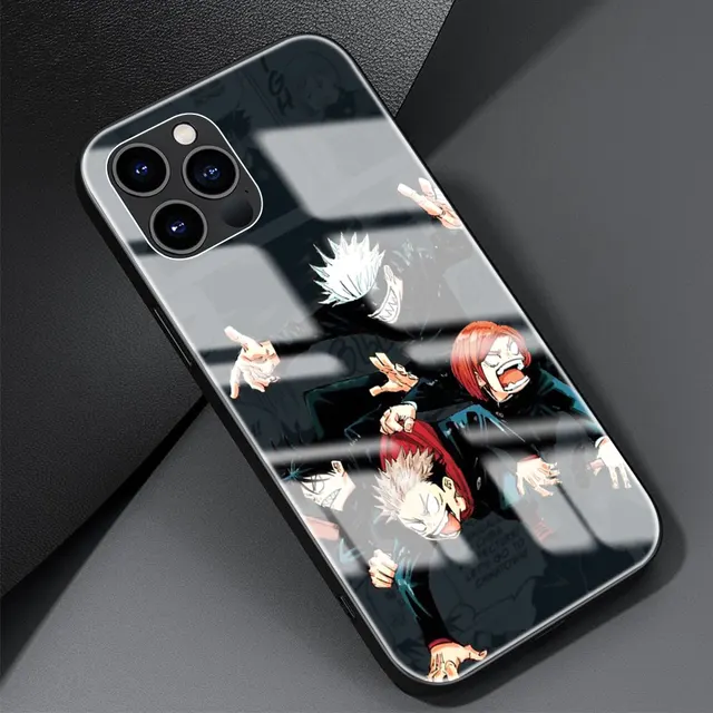 Phone Case For Apple iPhone 11 12 Pro 7 8 XR X 6 6S Plus 5 XS Max SE Tempered Glass Soft Edge Cover Anime Jujutsu Kaisen T03