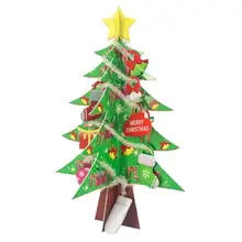 DIY 3D Рождественская елка игрушечная с светодиодный огни со шпилькой, креативный, ручная работа, мини украшения для рождественской елки Бумага дерево, детский подарок на Рождество