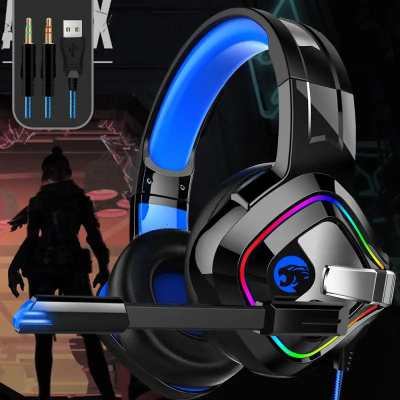 A66 Gaming Headphones 4D Stereo RGB Marquee Earphones Headset with Microphone for Laptop PC Gamer