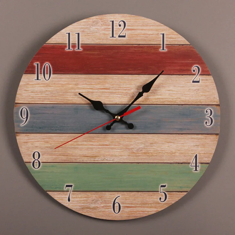 Retro Wall Clock Modern Design Mechanism Vintage Digital Metal European Wooden Roman Craft Wall Clock Home Decorative Gift - Цвет: B