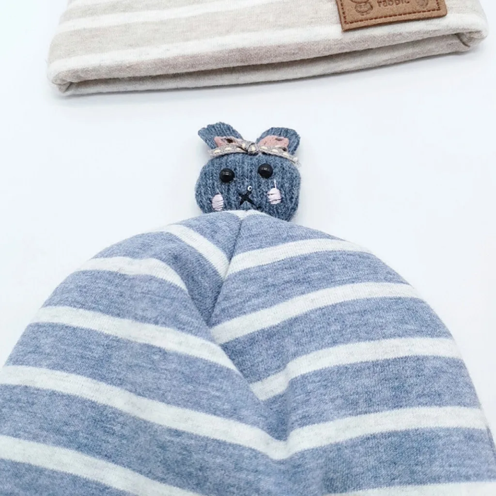 Baby hat autumn and winter thick warm striped cartoon bunny hat Thicker Warm Childs Kids Soft Newborn baby Boys Girls Toddler