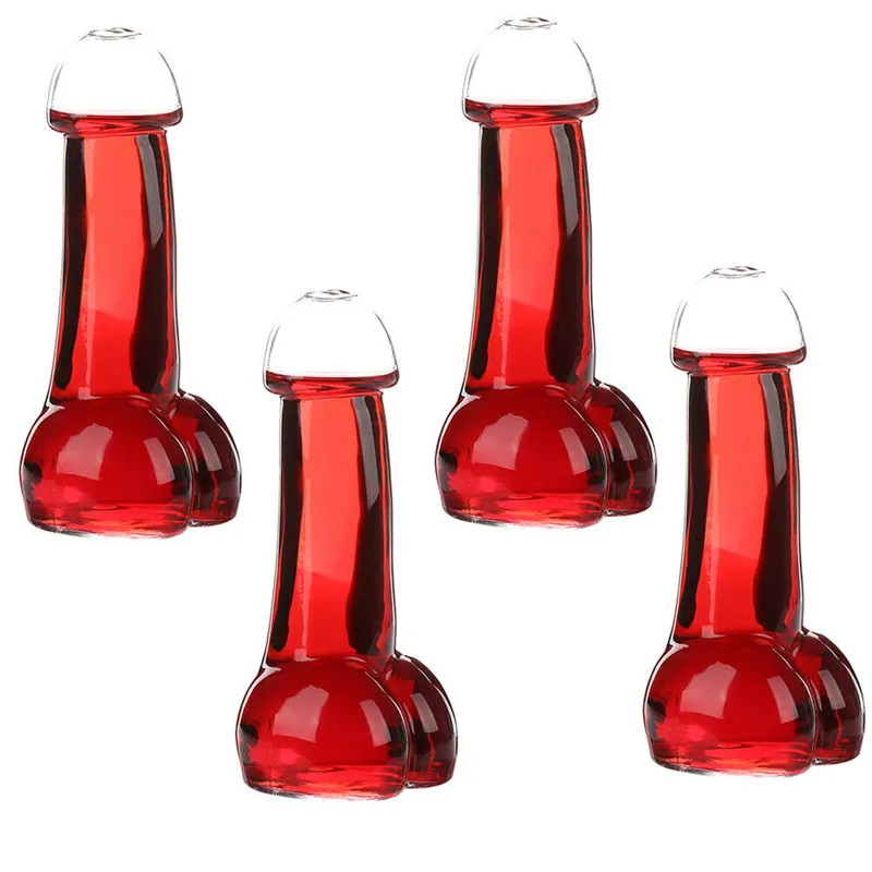 Glass Cup Dick Shot Glasses Pik Glas Cocktail Martini Mug Penis Willy Shaped Bottle Wine Portable Wineglass Beer Bachelor Party Cup Set