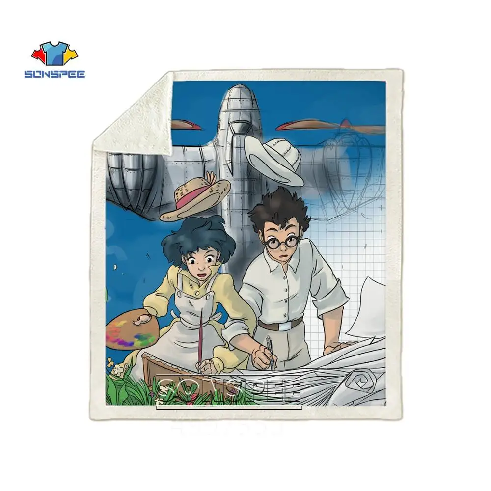 SONSPEE THE WIND RISES Harajuku, одеяло с 3d принтом для детей и взрослых, покрывало для дивана, Осеннее теплое постельное белье, Классическое Одеяло с рисунком аниме