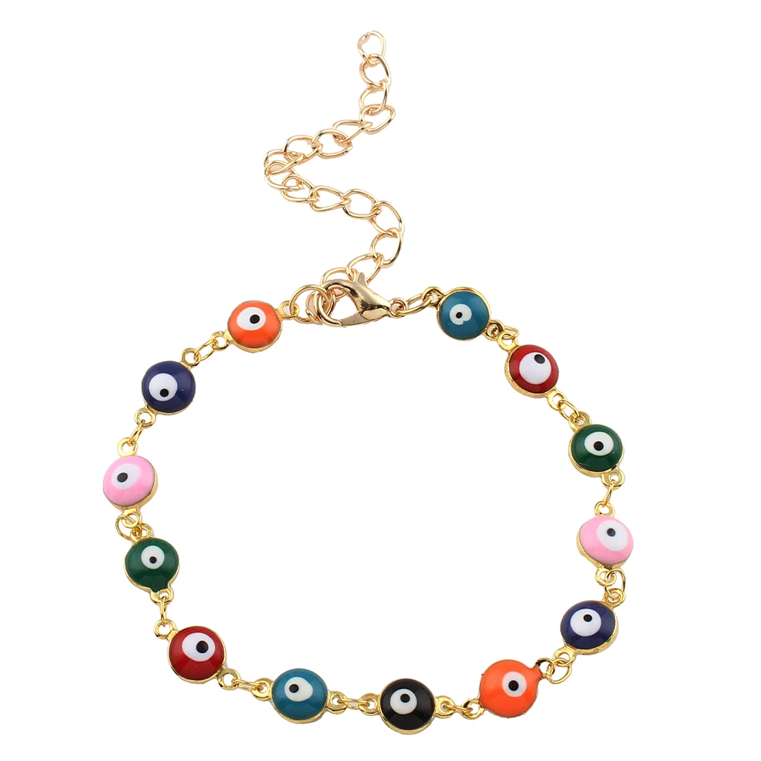 Ювелирный Браслет от сглаза, позолоченный Цветной эмалированный браслет-цепочка от сглаза, браслеты для мужчин и женщин - Окраска металла: multi colored