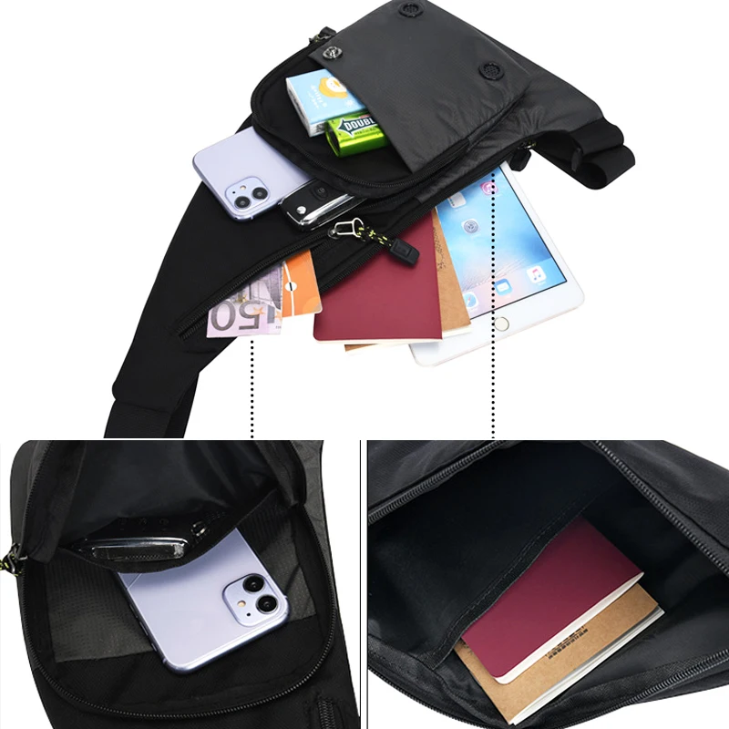 Outdoors Men Backpack Nylon Chest Bag Sports Tourism Leisure Single Shoulder Messenger Bag Sport Tote Hiking City Cross