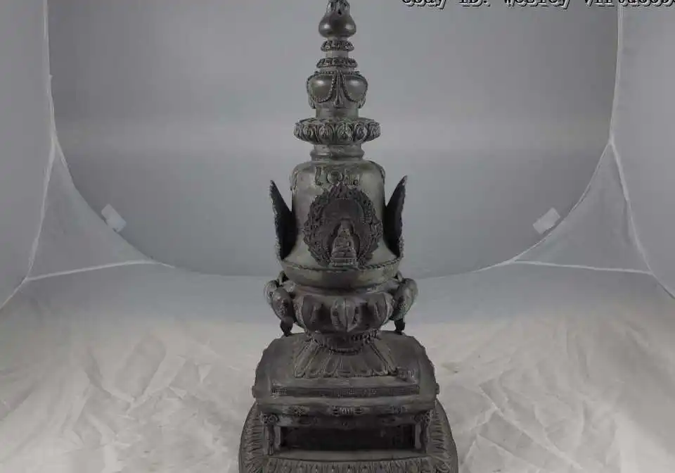 Tibet Temple Old Copper Bronze Buddhist Sakyamuni Relic dagoba Pagoda Tower | Дом и сад