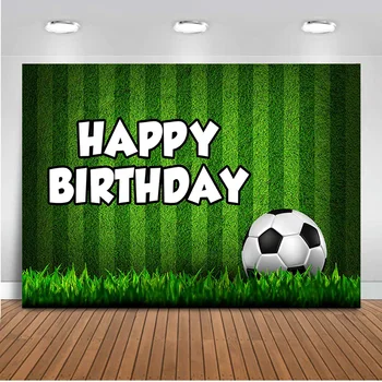 

Photography Background Boy Baby Happy Birthday Party Field Grass Soccer Party Backdrop Decor Photocall Backdrop Photo Studio