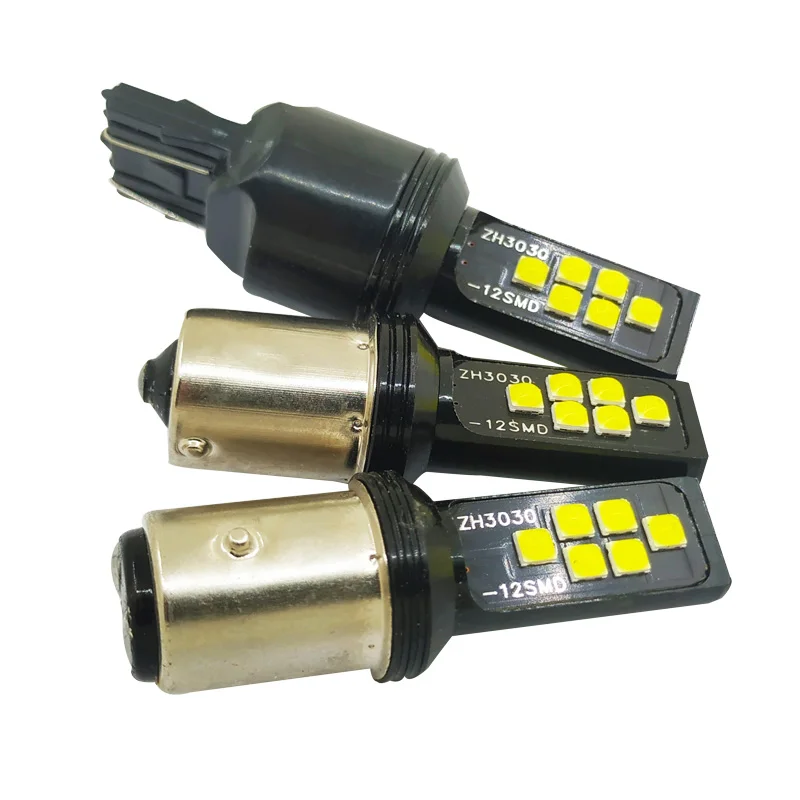 1Pcs сигнальной лампы 1157 светодиодный 12SMD WY21W W21/5 Вт W21W 1156 T20 указатель поворота