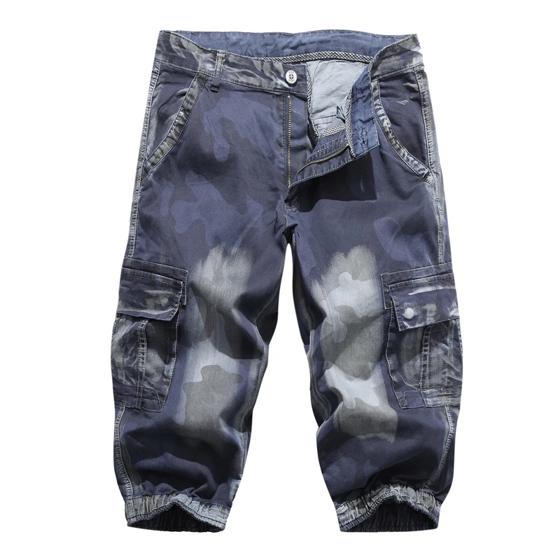 Мужские Модные Бермуды, летние свободные шорты-карго, комбинезоны, камуфляжные военные шорты с несколькими карманами, повседневные пляжные джинсовые шорты размера плюс 51