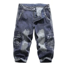 Мужские Модные Бермуды, летние свободные шорты-карго, комбинезоны, камуфляжные военные шорты с несколькими карманами, повседневные пляжные джинсовые шорты размера плюс 51