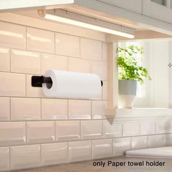 

Rack Wall Mounted Bathroom Kitchen Cabinet Multifunctional Punch Free Paper Towel Holder Rustproof Plastic Wrap Storage Home