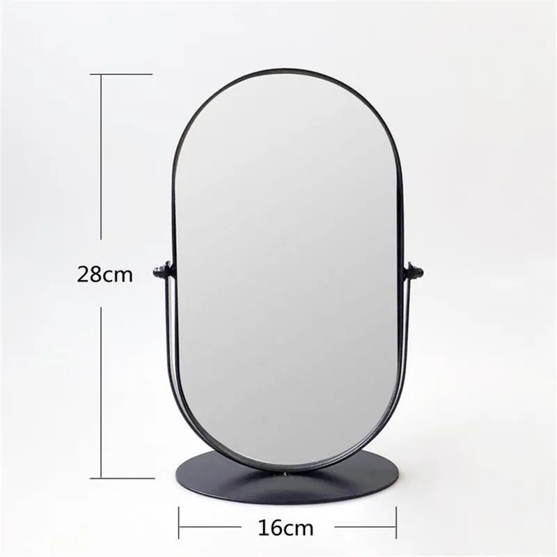 New Nordic Style Black Makeup Mirror Metal Mirror Bathroom Vanity Cosmetic Table Top Mirrors For Bathroom 4#