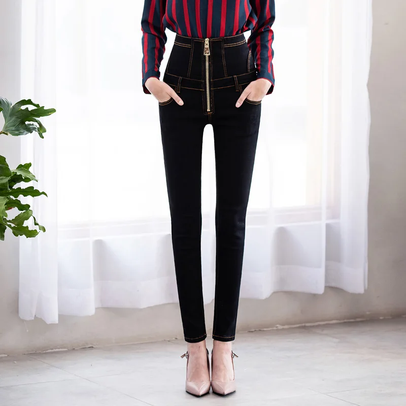 Женские джинсы больших размеров Повседневная летняя с высокой талией осенние