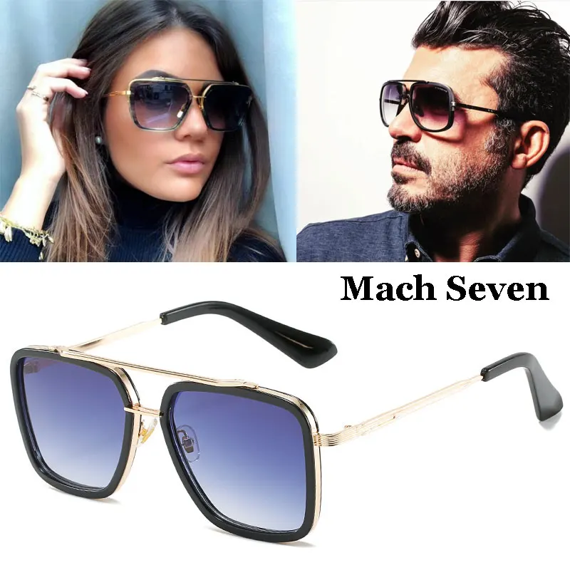 

2021 Fashion Cool Square Mach Seven Style Pilot Sunglasses Men Vintage Popular Women Brand Design Sun Glasses Oculos De Sol 3240