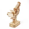 Educational Biological Microscope Wooden Mechanical 3D Puzzle Stem Kits With Slides Optical 160X Magnification For Kids Adult 2