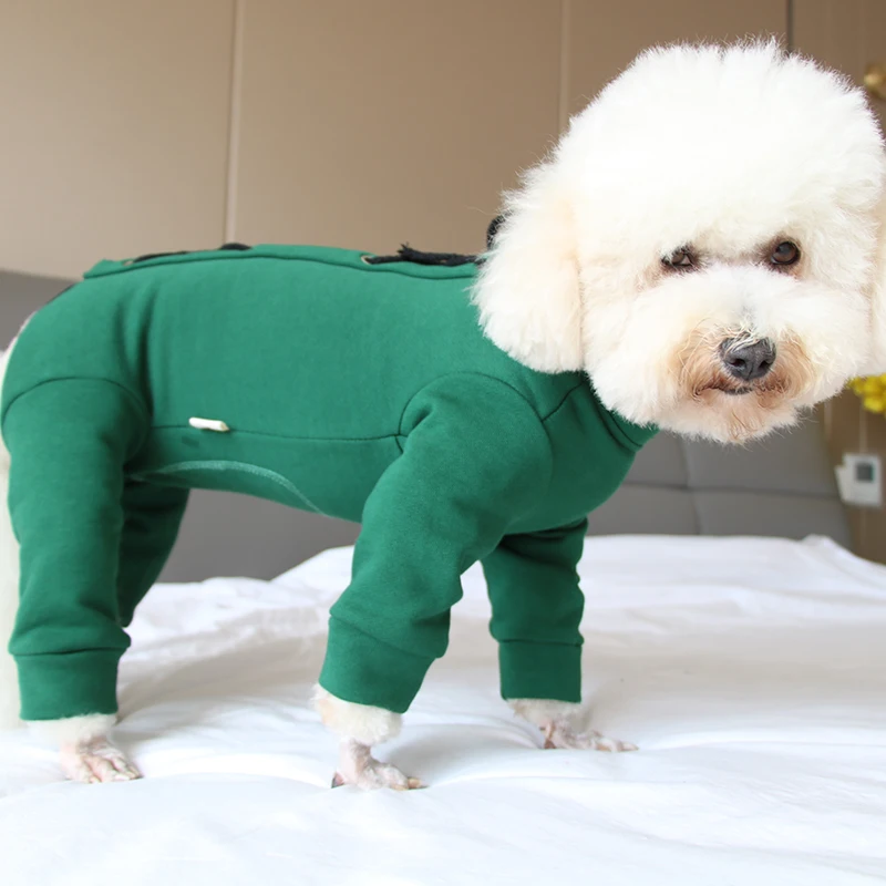 

Женский теплый комбинезон из 100% хлопка, одежда для щенков, пижама для защиты живота, куртка на молнии для маленьких собак, пальто для чихуахуа, пуделя