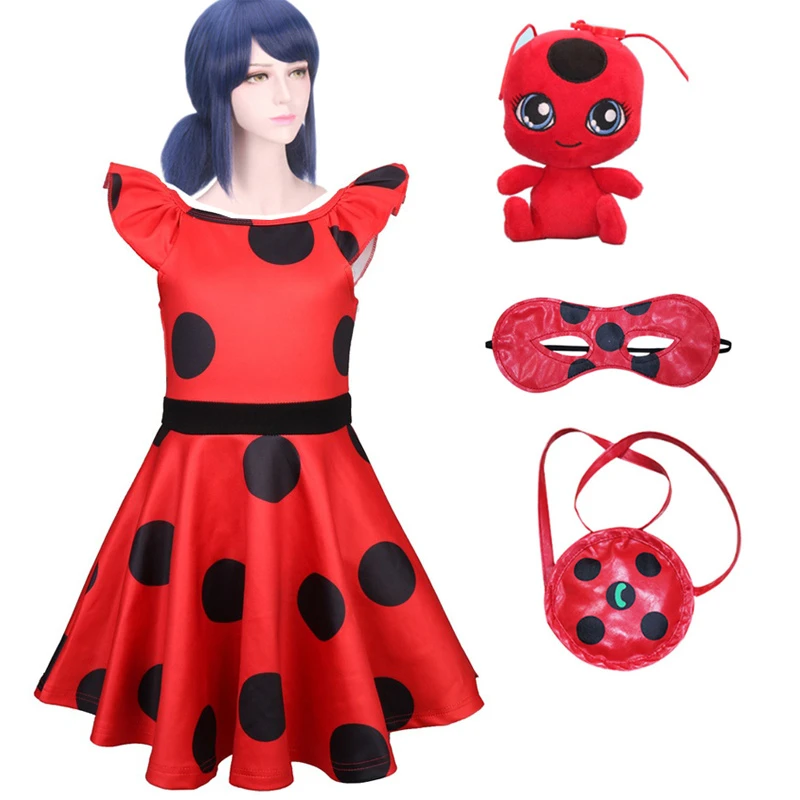 Fantasia Spandex Ladybug Anime Gadis Gaun Anak Gaun Natal Lady Bug Zentai  Suit Halloween Thanksgiving Cosplay Kostum|Dresses| - Aliexpress
