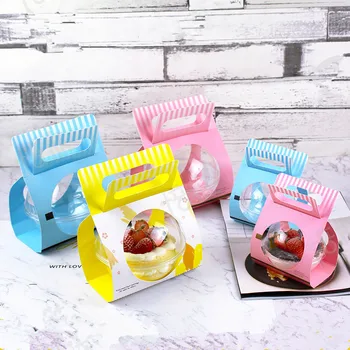 

25pcs High quality mousse ball cake box transparent round ball baking pastry packaging salad fruit boxes dessert cups with lids