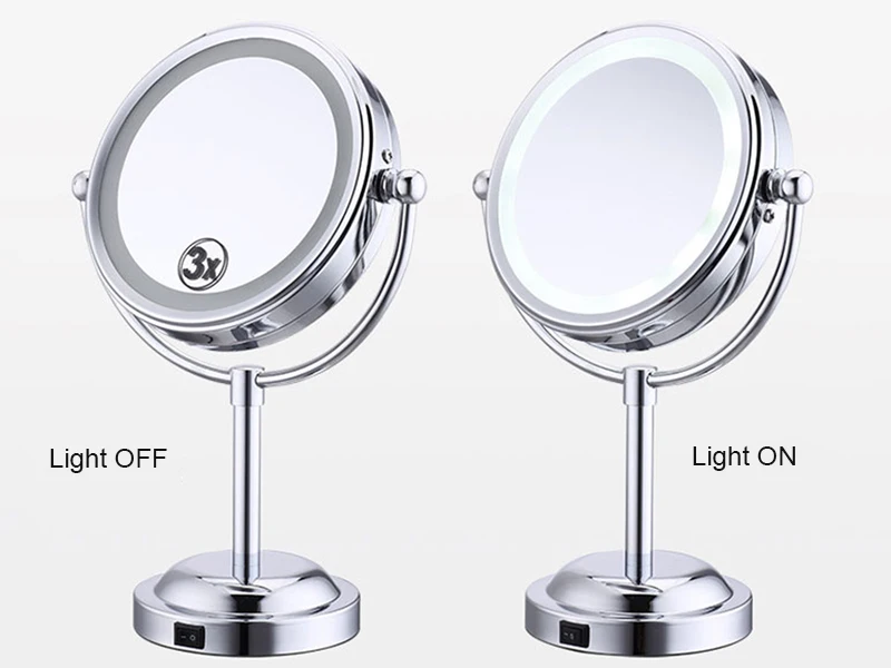 6 дюймов светодиодный зеркало для макияжа 360 градусов европейский дизайн настольное креативное круглое зеркало 3x ванная комната зеркало для макияжа инструменты для макияжа