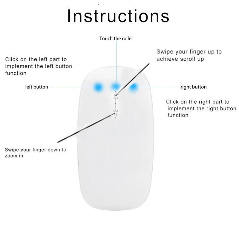 Беспроводная ультратонкая компьютерная мышь CHYI Magic Arc Touch эргономичная