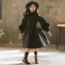 Новинка года, зимнее утепленное осеннее платье для девочек модное платье в стиле пэчворк для маленьких девочек детское зимнее платье принцессы для девочек возрастом 6, 8, 10, 12 лет