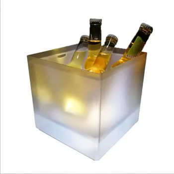 

LED Ice Bucket Double RGB Color Layer Square Champagne Drinks Beer Ice Bucket Bar KTV Tool