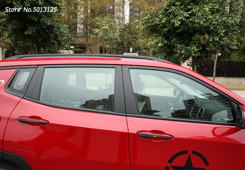 Автомобильная дверь окно средняя стойка, отделка, декоративные Защитная полоска наклейки из углеродного волокна для Jeep Compass аксессуары