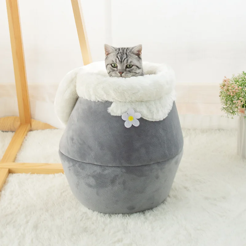 grey Кровать для домашних животных для кошек собак мягкое гнездо питомник кровать Honet горшок в форме пещеры спальный мешок коврик палатка Домашние животные зимние теплые уютные кровати - Цвет: grey