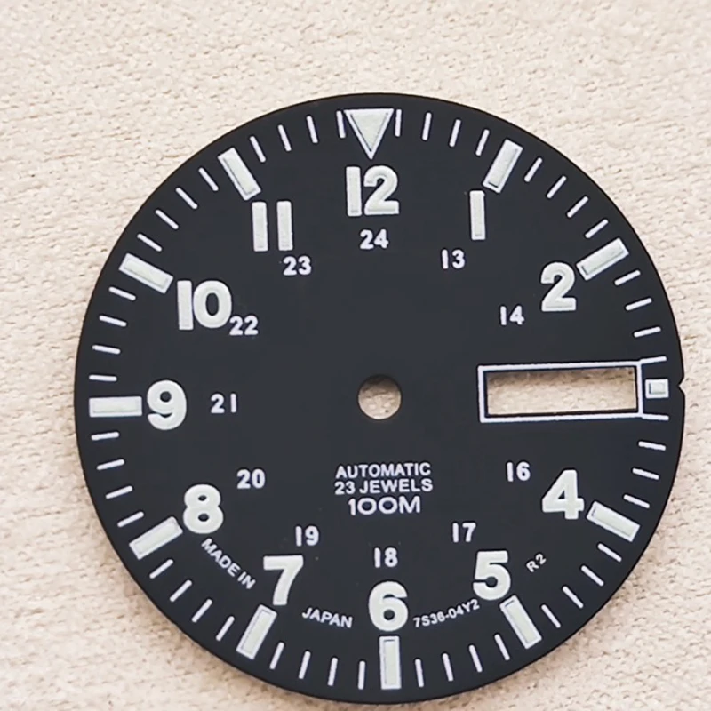 Watch Parts 28.5mm NH36 Watch Dial 3C Green Luminous Dial for SKX007